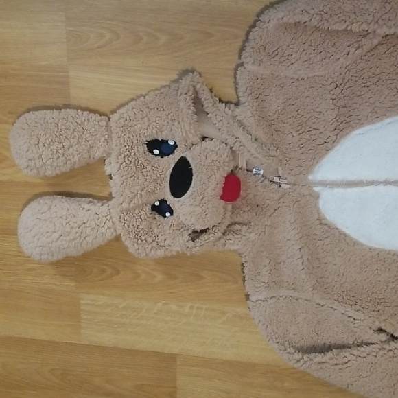 Funzietime fuzzy onesie with dog hood medium NWT - Picture 4 of 9